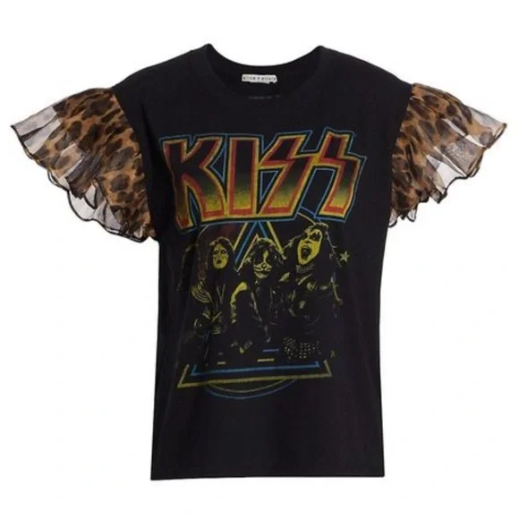 RARE 💋 alice + oliva MILLER BOYFRIEND TANK WITH RUFFLE SLEEVES size M/L NWT - Picture 3 of 10